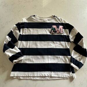 ZARA KIDS Minnie mouse striped shirt size 8 navy blue white Disney long sleeve